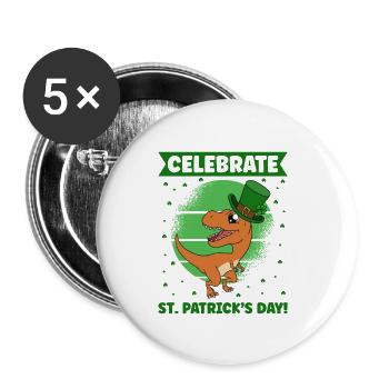 Dinosaur St. Patrick's Day Dino - Buttons large 2.2''/56 mm (5-pack) - white - Front