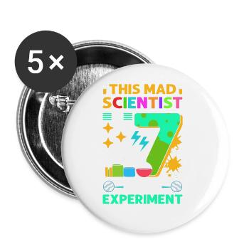 Ce savant fou a 7 ans. - Lot de 5 grands badges (56 mm) - blanc - Devant