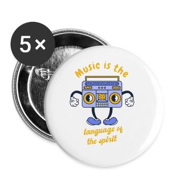 Music Is The Language Of The Spirit Retro Music - Buttons large 2.2''/56 mm (5-pack) - white - Front