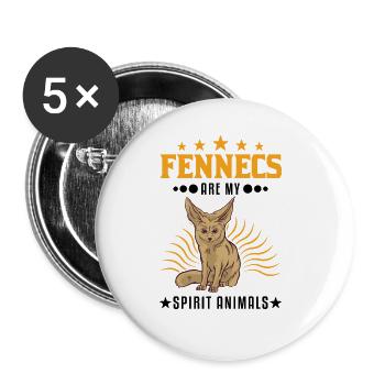Fennek Spirit Animal Wüstenfuchs - Buttons groß 56 mm (5er Pack) - Weiß - Vorne