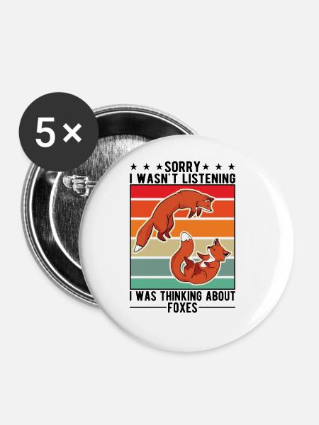 Fuchs Geschenk Rotfuchs - Buttons groß 56 mm (5er Pack) - Weiß