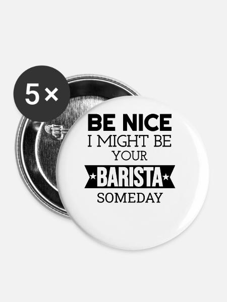 Barista Kaffeeliebhaber Kaffee Espresso - Buttons groß 56 mm (5er Pack) - Weiß