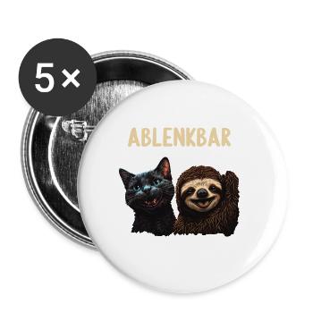 Leicht Ablenkbar durch Katzen Und Faultiere - Buttons groß 56 mm (5er Pack) - Weiß - Vorne