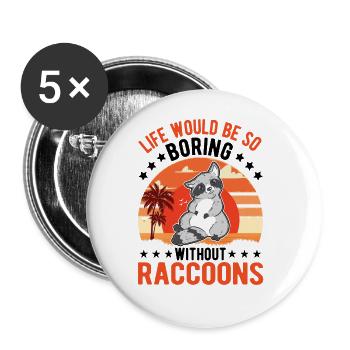 Raccoon Gift Raccoon - Buttons large 2.2''/56 mm (5-pack) - white - Front