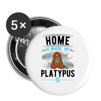 Zuhause ist wo mein Schnabeltier ist - Buttons groß 56 mm (5er Pack) - Weiß - Vorne