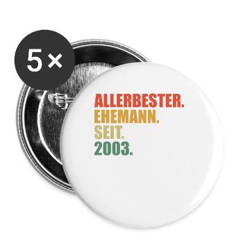 20. Hochzeitstag Bester Ehemann seit 2003 - Buttons groß 56 mm (5er Pack) - Weiß - Vorne