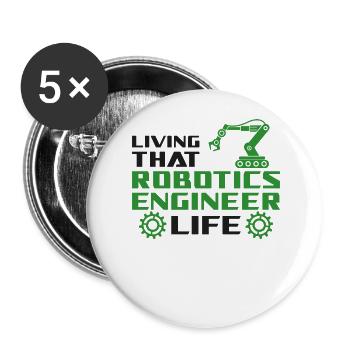 Robot Robotics Engineer Living - Buttons large 2.2''/56 mm (5-pack) - white - Front