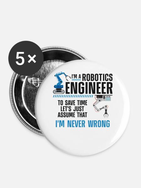 Robot Robotics Engineer I'm A - Buttons groß 56 mm (5er Pack) - Weiß