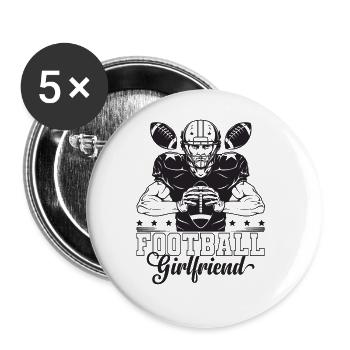 Football Freundin Footballspieler Stolze Freundin - Buttons groß 56 mm (5er Pack) - Weiß - Vorne