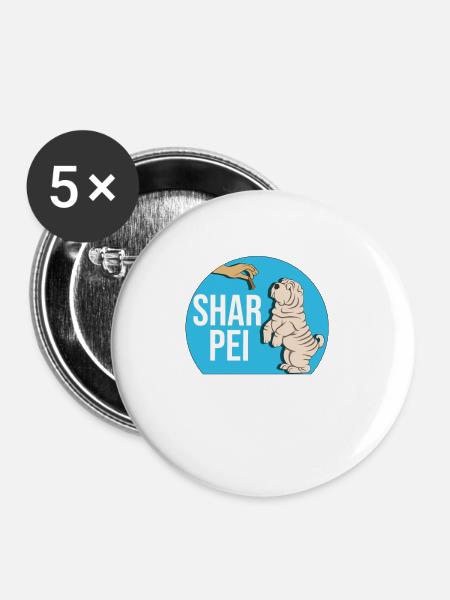 Chinese Shar Pei - Buttons groß 56 mm (5er Pack) - Weiß