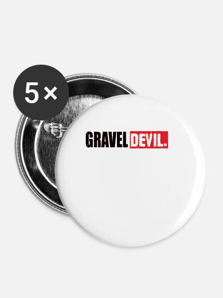 Gravel Devil - Buttons groß 56 mm (5er Pack) - Weiß
