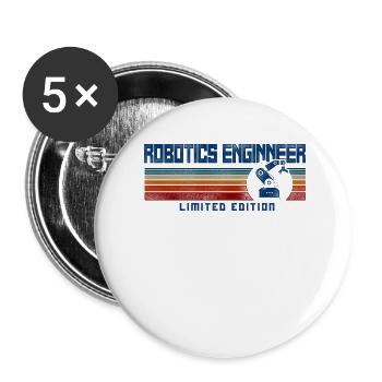 Robot Robotics Engineer Retro - Buttons large 2.2''/56 mm (5-pack) - white - Front