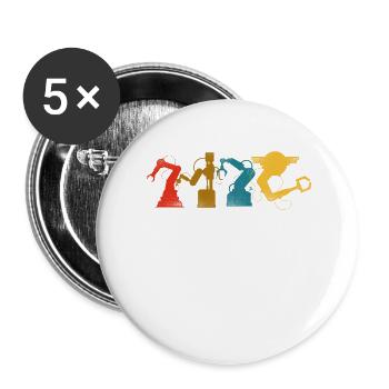 Robot Robotics Engineer Retro - Buttons large 2.2''/56 mm (5-pack) - white - Front