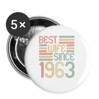60. Hochzeitstag Beste Ehefrau seit 1963 - Buttons groß 56 mm (5er Pack) - Weiß - Vorne