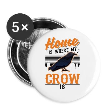 La maison est l’endroit où mes corbeaux sont Raven - Lot de 5 grands badges (56 mm) - blanc - Devant