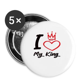 J’aime mon roi - Lot de 5 grands badges (56 mm) - blanc - Devant