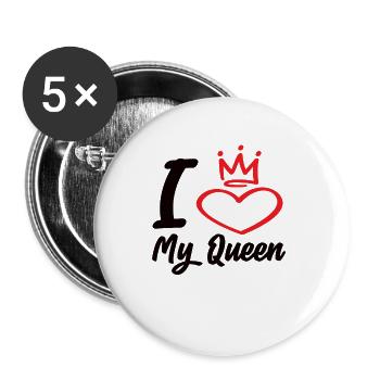 J’aime ma reine - Lot de 5 grands badges (56 mm) - blanc - Devant