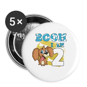 2nd birthday dog - Buttons large 2.2''/56 mm (5-pack) - white - Front