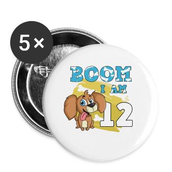 12th birthday dog - Buttons large 2.2''/56 mm (5-pack) - white - Front