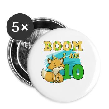 10th birthday fox - Buttons large 2.2''/56 mm (5-pack) - white - Front