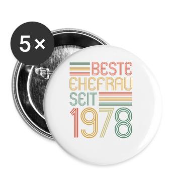 45. Hochzeitstag Beste Ehefrau seit 1978 - Buttons groß 56 mm (5er Pack) - Weiß - Vorne