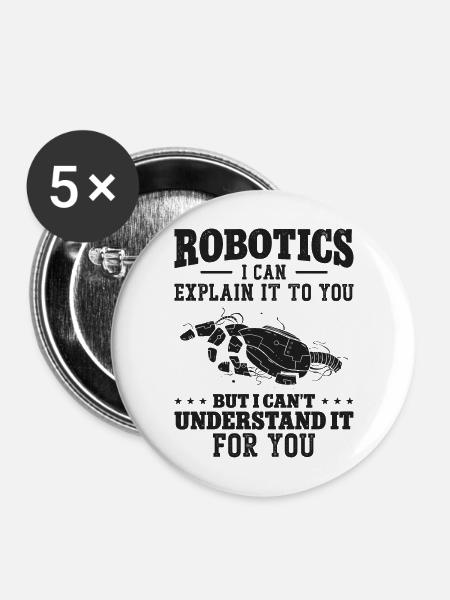 Robot Robotics Engineer Robotics I - Buttons groß 56 mm (5er Pack) - Weiß