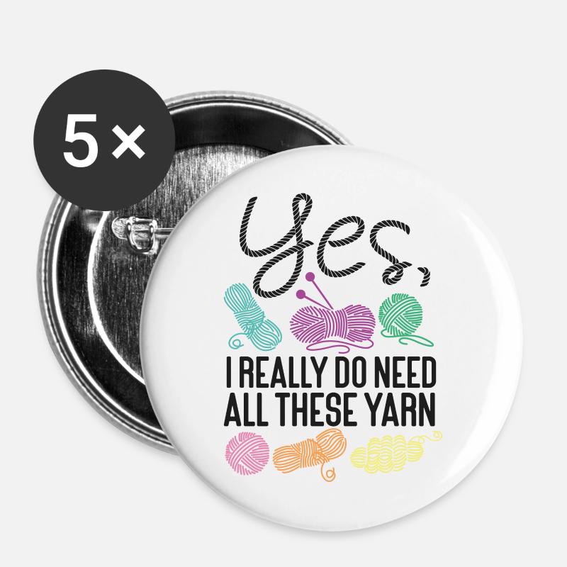 Knitting Knitter Yes, I Really Do - Buttons groß 56 mm (5er Pack) - Weiß