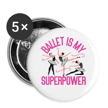 Ballet Dancer Dance Girl Ballerina - Buttons groß 56 mm (5er Pack) - Weiß - Vorne