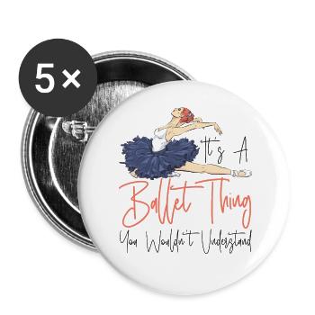 Ballet Dancer Dance Girl Ballerina - Buttons large 2.2''/56 mm (5-pack) - white - Front