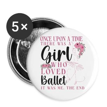 Ballet Dancer Dance Girl Ballerina - Buttons large 2.2''/56 mm (5-pack) - white - Front