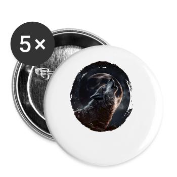 Wölfe Silhouette Naturschutz Tierschutz Wolf - Buttons groß 56 mm (5er Pack) - Weiß - Vorne