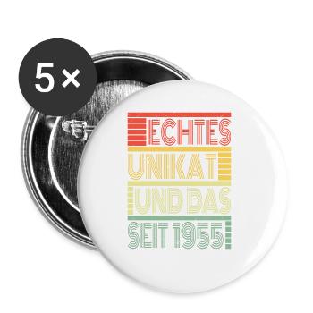 Vraiment unique depuis 1955 Né en 1955 Anniversaire - Lot de 5 grands badges (56 mm) - blanc - Devant