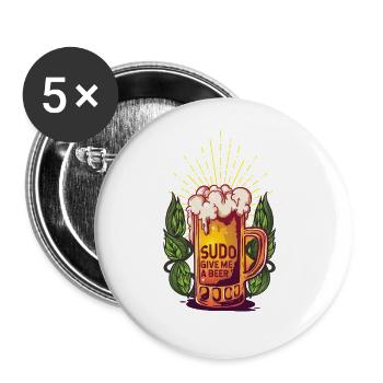 Sudo Give Me Beer the Dream Command of Linux - Buttons groß 56 mm (5er Pack) - Weiß - Vorne