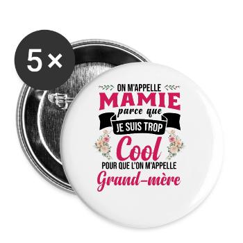 On M'Appelle Mamie - Lot de 5 grands badges (56 mm) - blanc - Devant