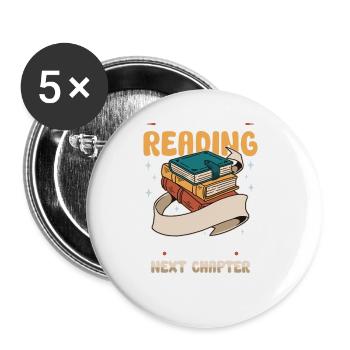 Buchleser Leseliteratur Bücherwurm Geschenkidee - Buttons groß 56 mm (5er Pack) - Weiß - Vorne