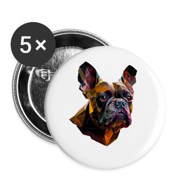 French Bulldog Frenchie Französische Bulldogge - Buttons large 2.2''/56 mm (5-pack) - white - Front