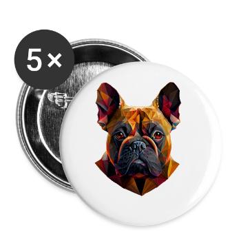 French Bulldog Frenchie Französische Bulldogge - Buttons large 2.2''/56 mm (5-pack) - white - Front