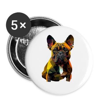 French Bulldog Frenchie Französische Bulldogge - Buttons large 2.2''/56 mm (5-pack) - white - Front