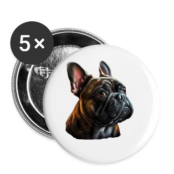French Bulldog Frenchie Französische Bulldogge - Buttons large 2.2''/56 mm (5-pack) - white - Front