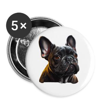 French Bulldog Frenchie Französische Bulldogge - Buttons large 2.2''/56 mm (5-pack) - white - Front