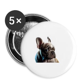 Bitte erschreck meinen Hund nicht French Bulldog - Buttons groß 56 mm (5er Pack) - Weiß - Vorne