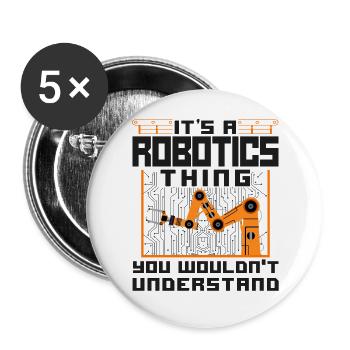 Robot Robotics Engineer Vintage - Buttons large 2.2''/56 mm (5-pack) - white - Front