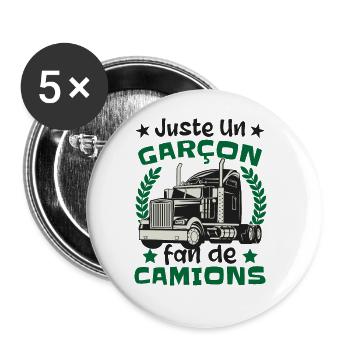 Camion Enfant Chauffeur Poids Lourds - Lot de 5 grands badges (56 mm) - blanc - Devant