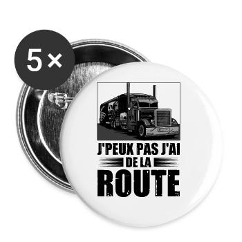 Routier Humour Camionneur - Lot de 5 grands badges (56 mm) - blanc - Devant