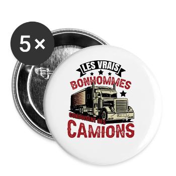 Hommes Conduisent Des Camions - Lot de 5 grands badges (56 mm) - blanc - Devant