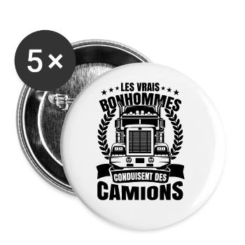 Routier Humour Camionneur - Lot de 5 grands badges (56 mm) - blanc - Devant