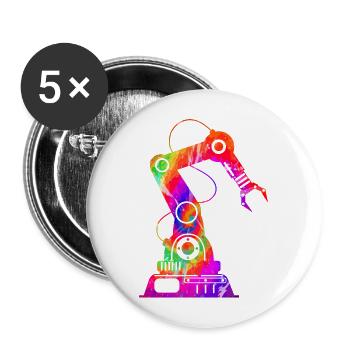 Robot Robotics Engineer Tie Dye - Buttons groß 56 mm (5er Pack) - Weiß - Vorne