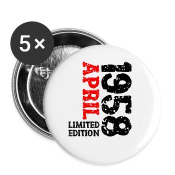 1958 avril édition limitée cadeau d’anniversaire - Lot de 5 grands badges (56 mm) - blanc - Devant