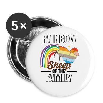 Regenbogenschaf der Familie - Buttons groß 56 mm (5er Pack) - Weiß - Vorne