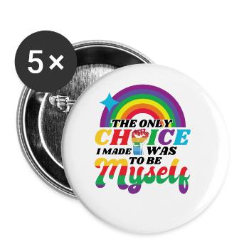 Gay Pride LGBT unterstützt Gleichberechtigung - Buttons groß 56 mm (5er Pack) - Weiß - Vorne